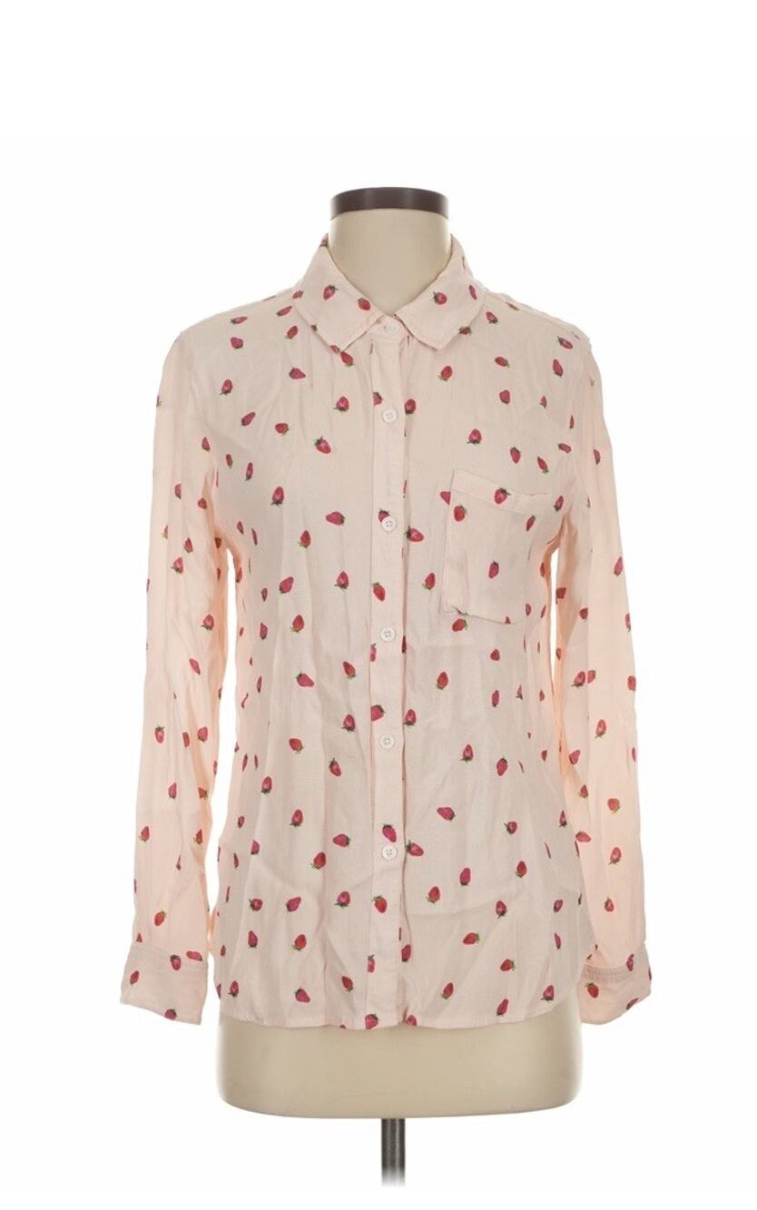 Rails Rocsi Pink Strawberry Print Button Down Shirt Blouse [S] Cottagecore EUC